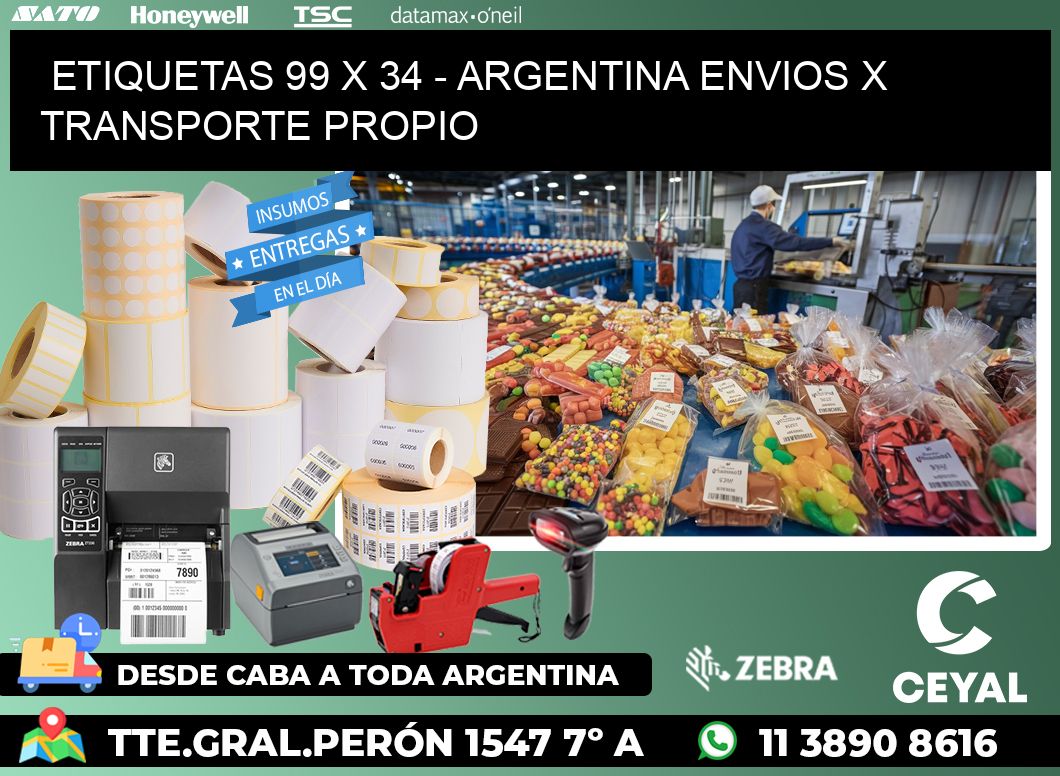 ETIQUETAS 99 x 34 - ARGENTINA ENVIOS X TRANSPORTE PROPIO