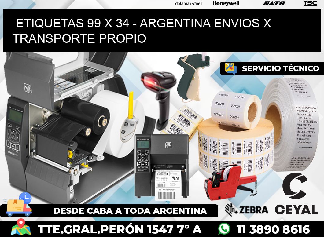 ETIQUETAS 99 x 34 - ARGENTINA ENVIOS X TRANSPORTE PROPIO