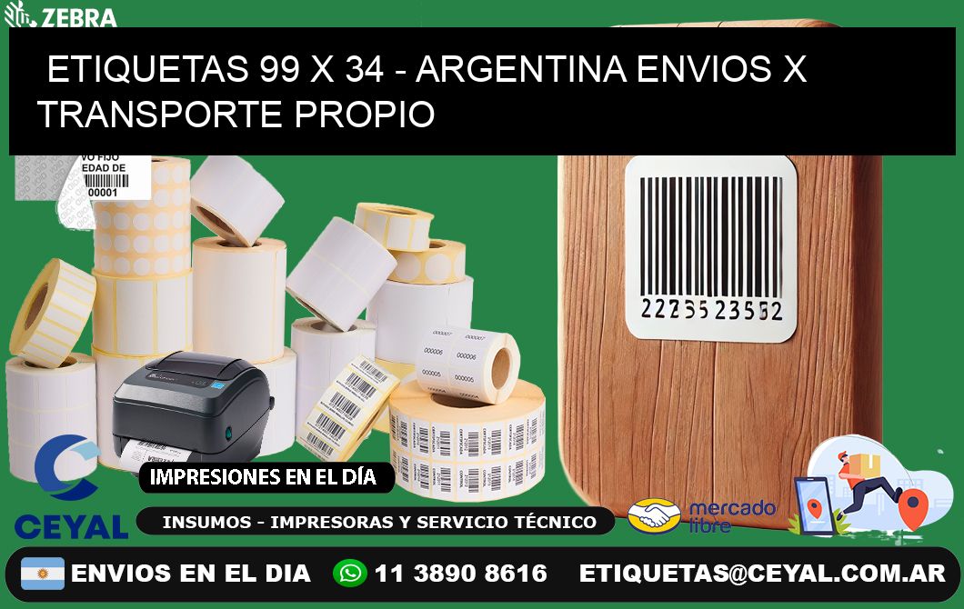 ETIQUETAS 99 x 34 - ARGENTINA ENVIOS X TRANSPORTE PROPIO