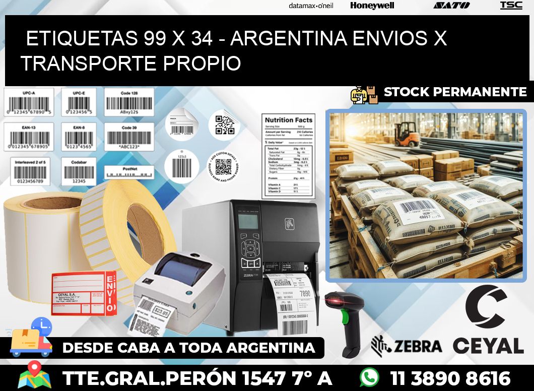 ETIQUETAS 99 x 34 – ARGENTINA ENVIOS X TRANSPORTE PROPIO