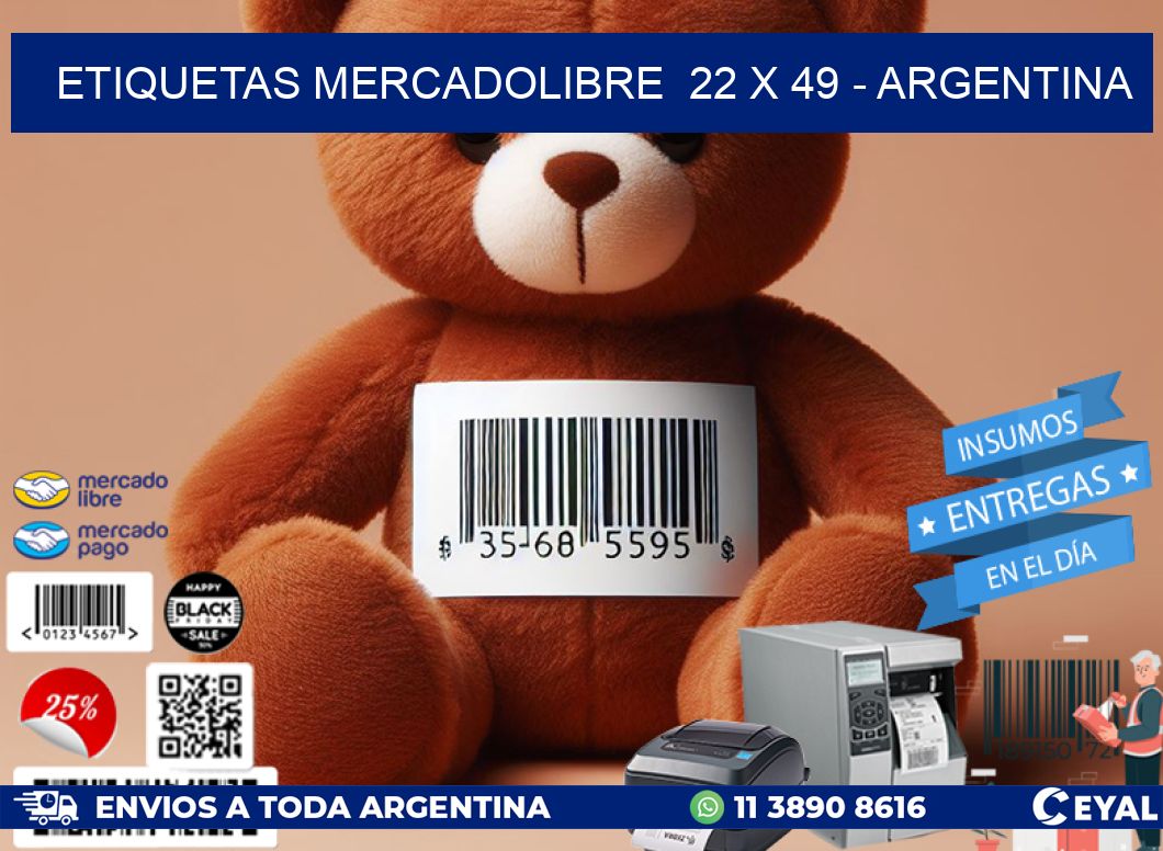 ETIQUETAS MERCADOLIBRE  22 x 49 - ARGENTINA