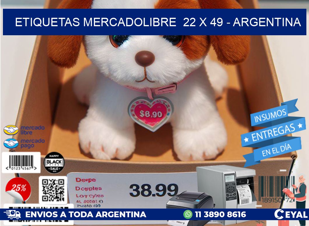 ETIQUETAS MERCADOLIBRE  22 x 49 - ARGENTINA