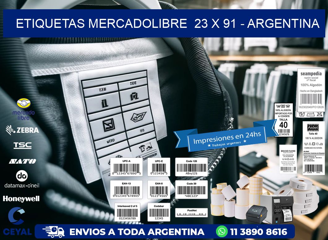 ETIQUETAS MERCADOLIBRE  23 x 91 - ARGENTINA