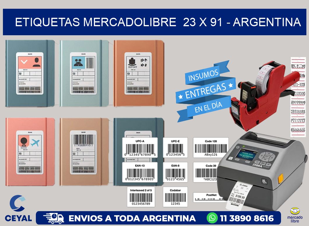 ETIQUETAS MERCADOLIBRE  23 x 91 - ARGENTINA