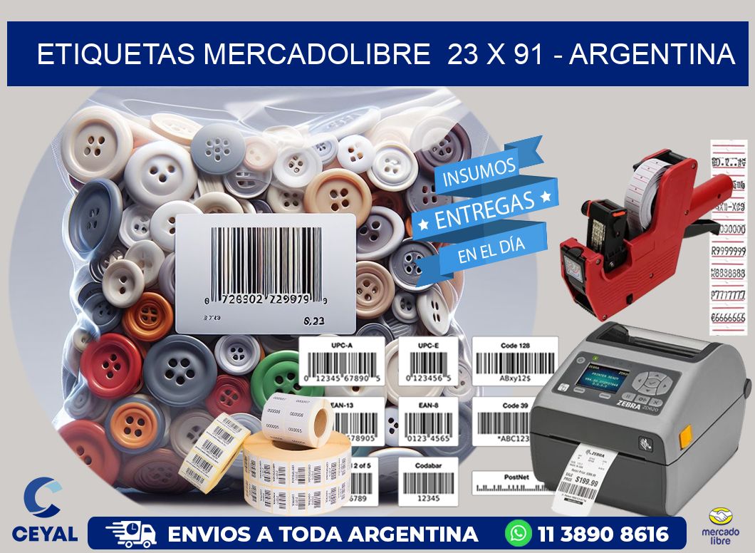 ETIQUETAS MERCADOLIBRE  23 x 91 - ARGENTINA