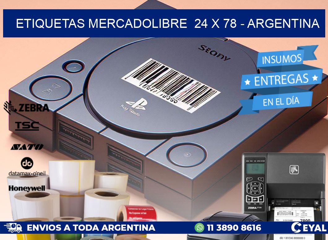 ETIQUETAS MERCADOLIBRE  24 x 78 - ARGENTINA