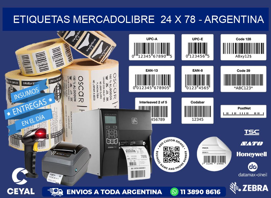 ETIQUETAS MERCADOLIBRE  24 x 78 - ARGENTINA