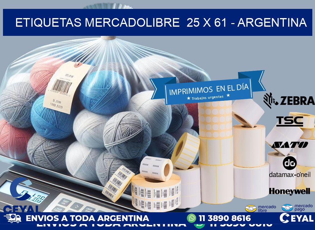 ETIQUETAS MERCADOLIBRE  25 x 61 - ARGENTINA