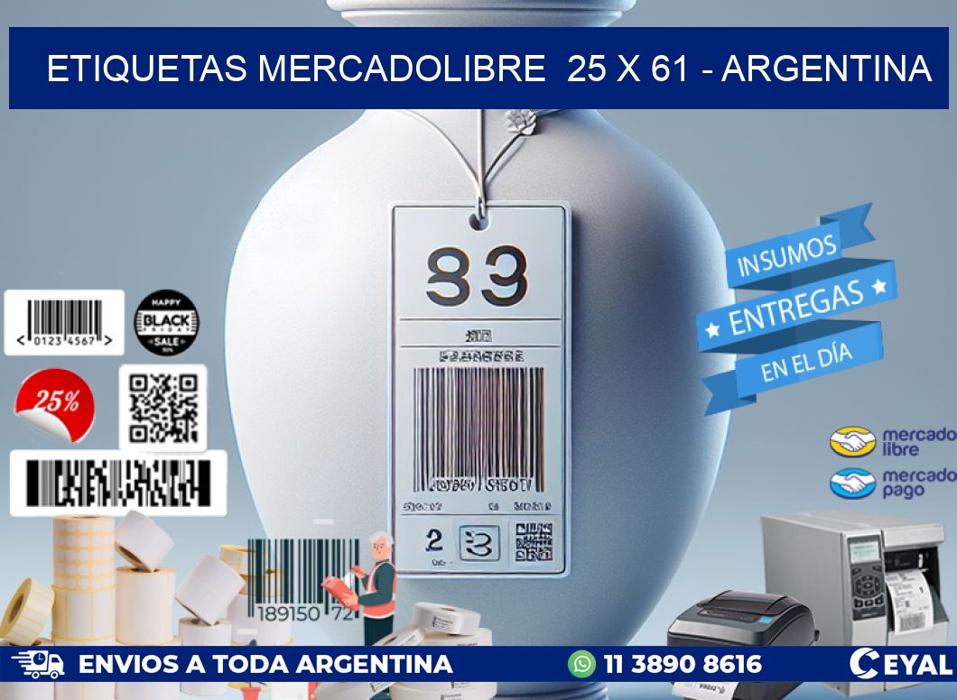 ETIQUETAS MERCADOLIBRE  25 x 61 - ARGENTINA