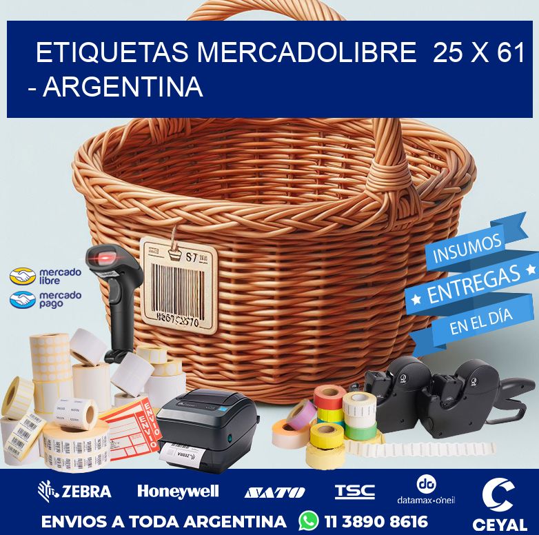 ETIQUETAS MERCADOLIBRE  25 x 61 - ARGENTINA