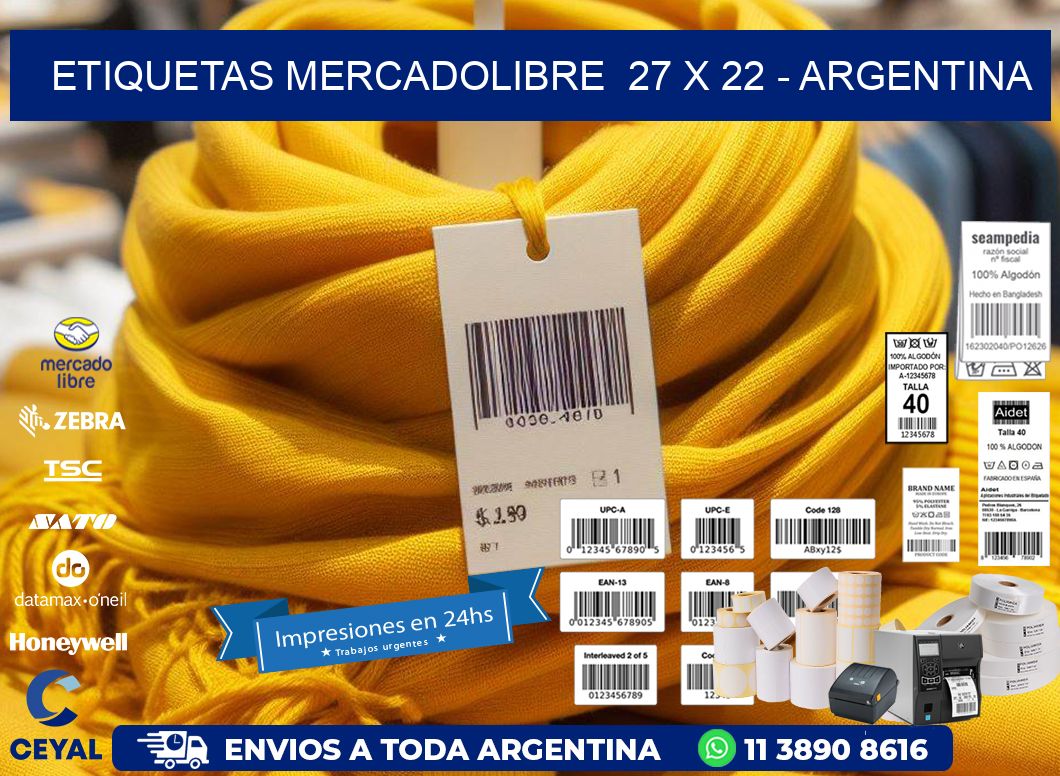 ETIQUETAS MERCADOLIBRE  27 x 22 - ARGENTINA