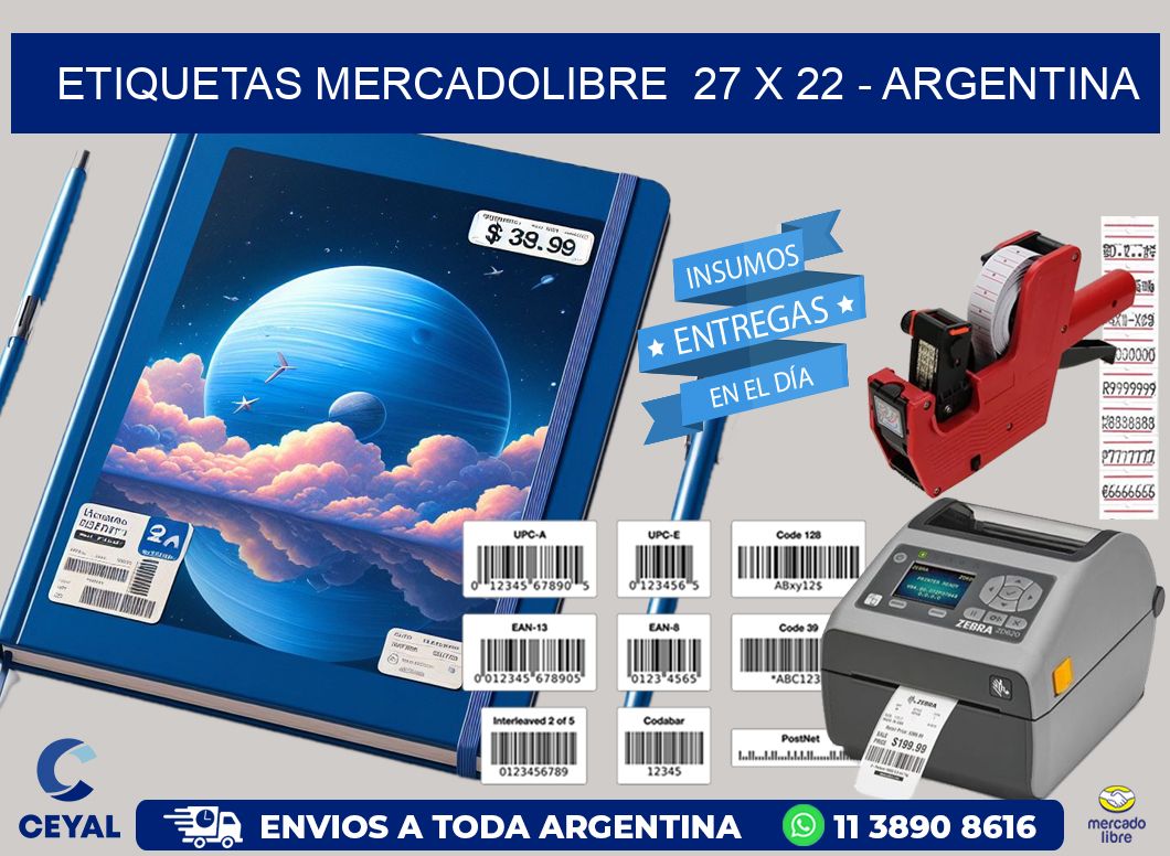 ETIQUETAS MERCADOLIBRE  27 x 22 - ARGENTINA