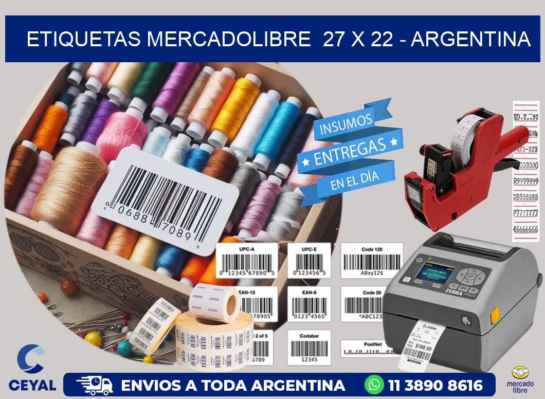 ETIQUETAS MERCADOLIBRE  27 x 22 - ARGENTINA