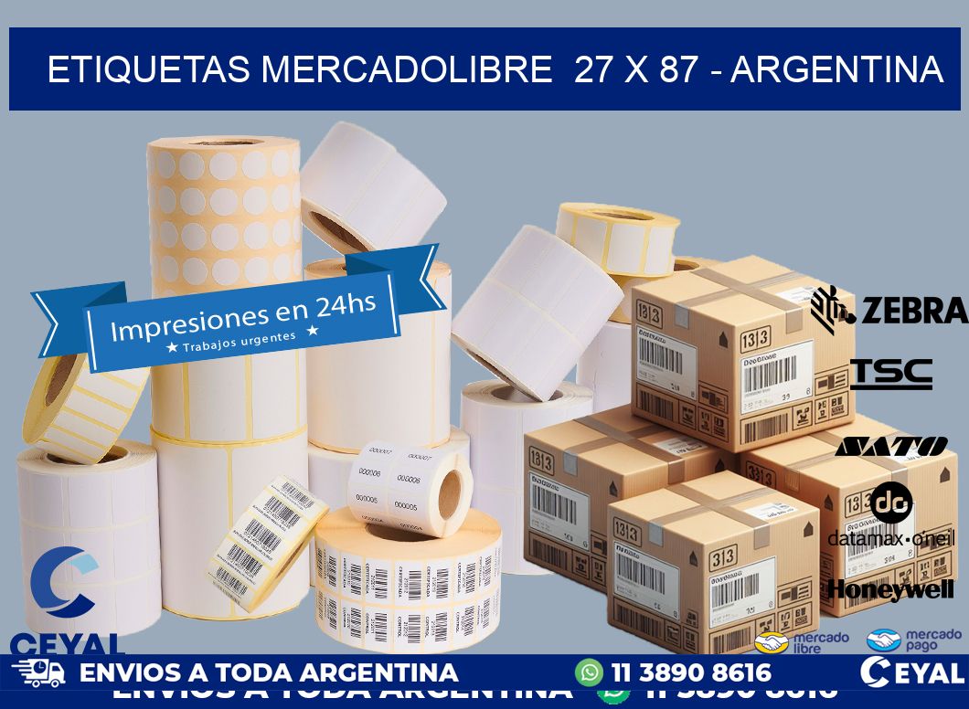 ETIQUETAS MERCADOLIBRE  27 x 87 - ARGENTINA