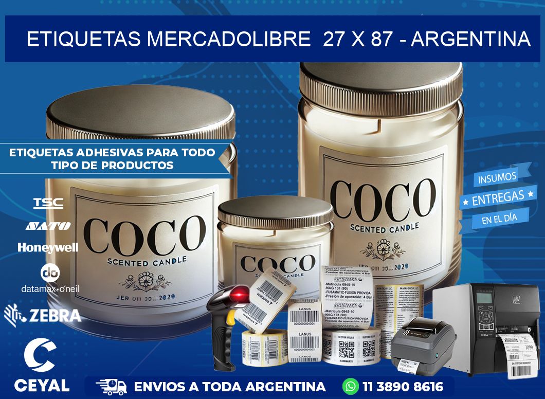 ETIQUETAS MERCADOLIBRE  27 x 87 – ARGENTINA