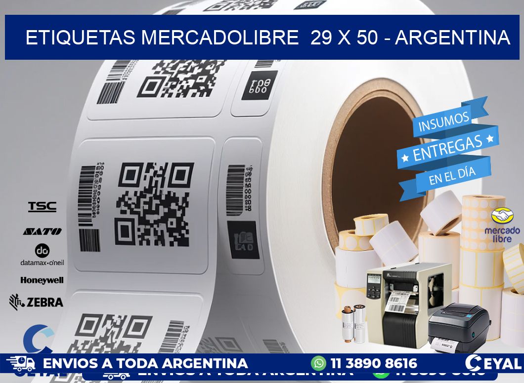 ETIQUETAS MERCADOLIBRE  29 x 50 - ARGENTINA