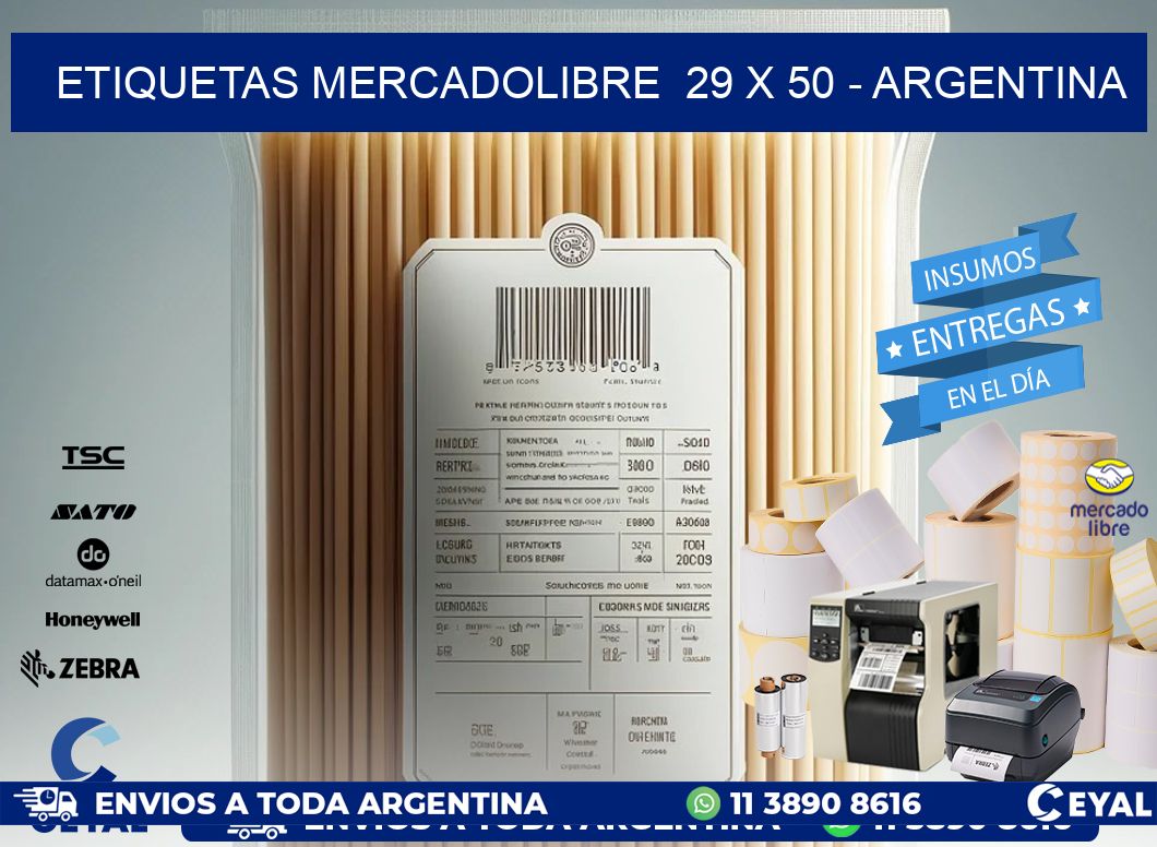 ETIQUETAS MERCADOLIBRE  29 x 50 - ARGENTINA