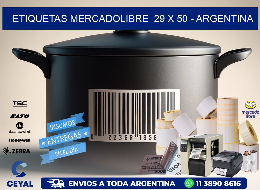 ETIQUETAS MERCADOLIBRE  29 x 50 - ARGENTINA