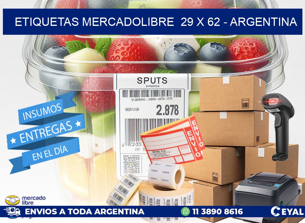 ETIQUETAS MERCADOLIBRE  29 x 62 - ARGENTINA