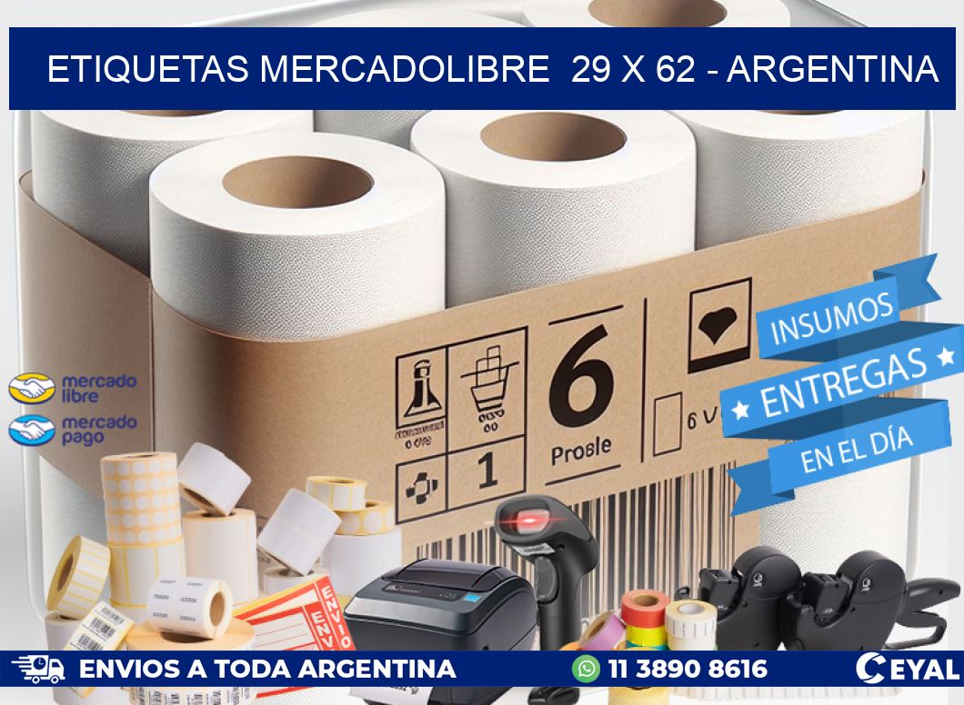 ETIQUETAS MERCADOLIBRE  29 x 62 - ARGENTINA