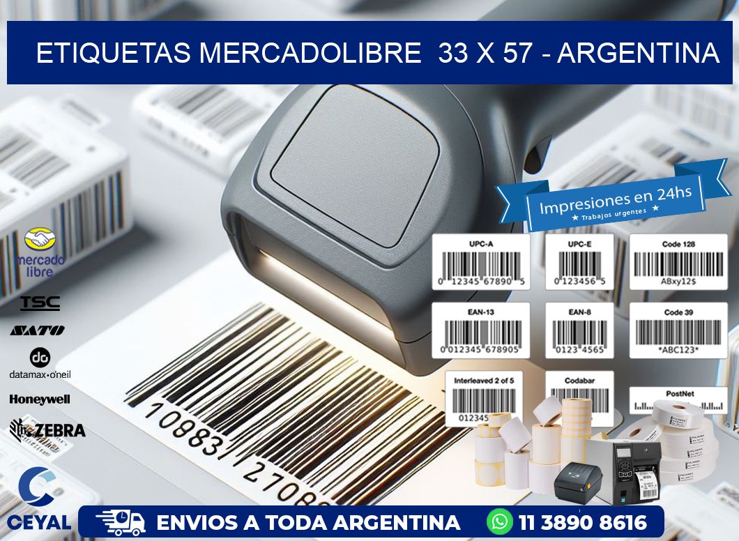 ETIQUETAS MERCADOLIBRE  33 x 57 - ARGENTINA