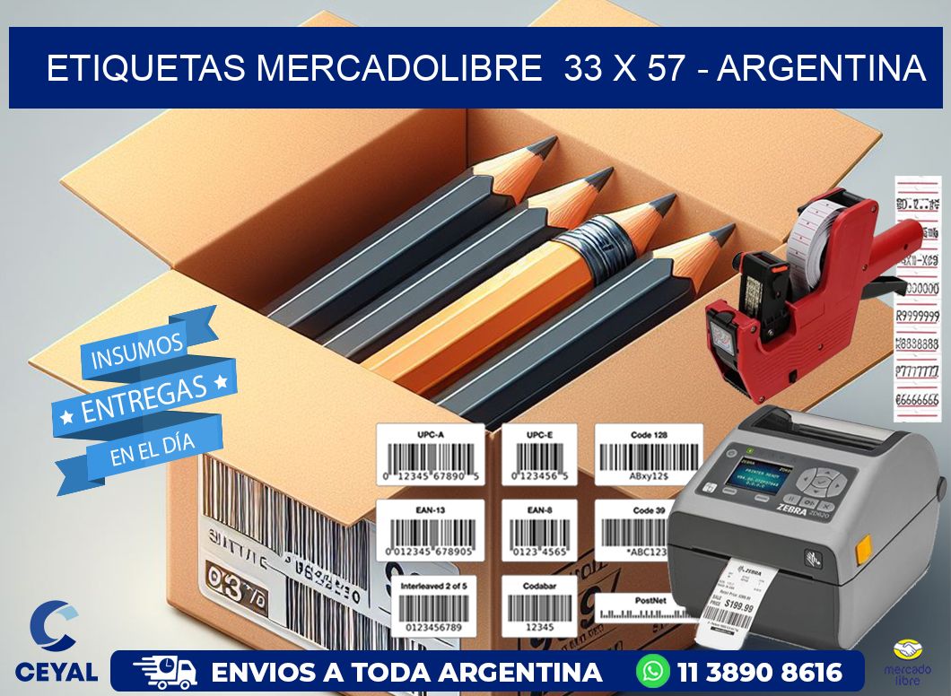 ETIQUETAS MERCADOLIBRE  33 x 57 - ARGENTINA