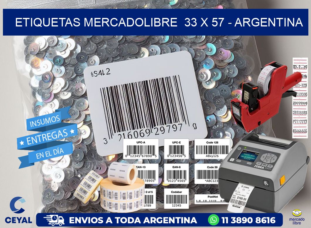 ETIQUETAS MERCADOLIBRE  33 x 57 - ARGENTINA