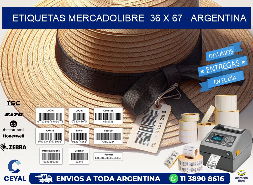 ETIQUETAS MERCADOLIBRE  36 x 67 - ARGENTINA