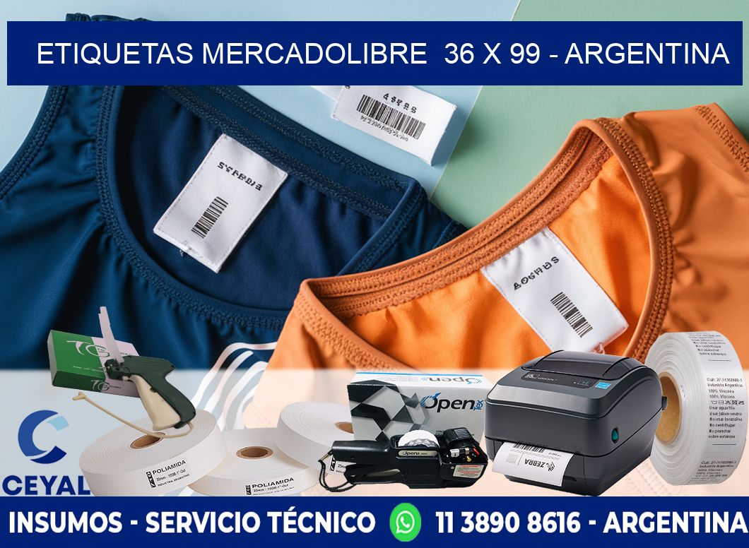 ETIQUETAS MERCADOLIBRE  36 x 99 - ARGENTINA