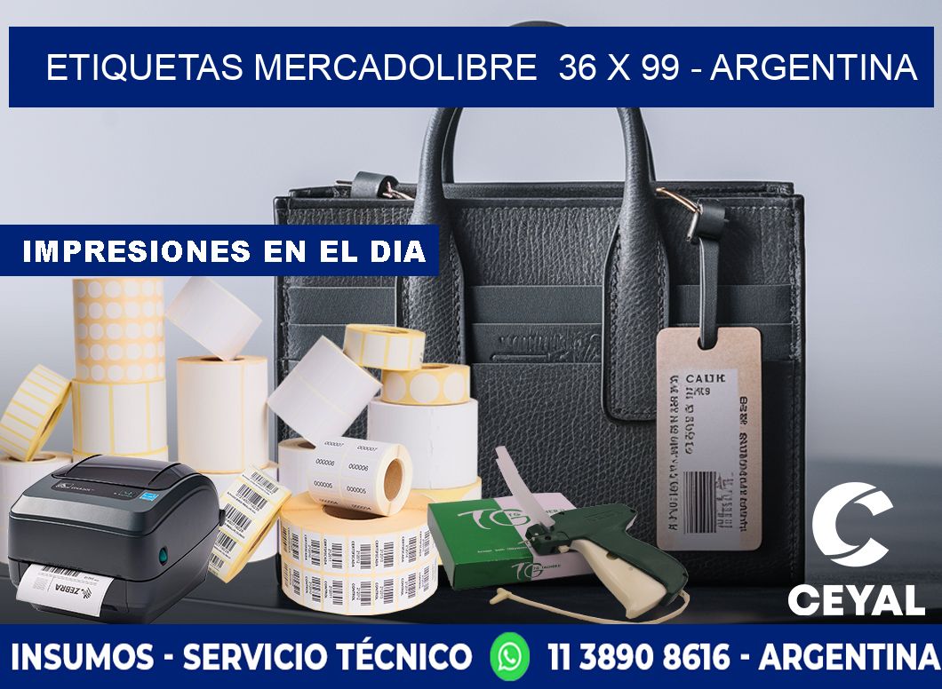 ETIQUETAS MERCADOLIBRE  36 x 99 - ARGENTINA