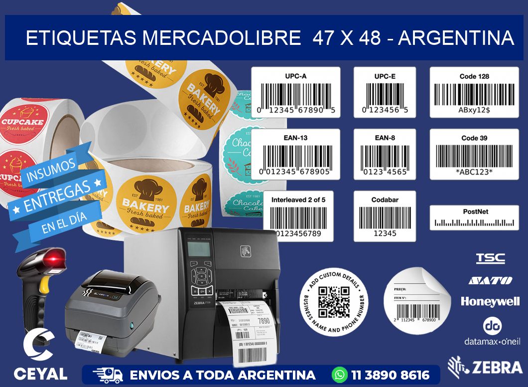 ETIQUETAS MERCADOLIBRE  47 x 48 - ARGENTINA