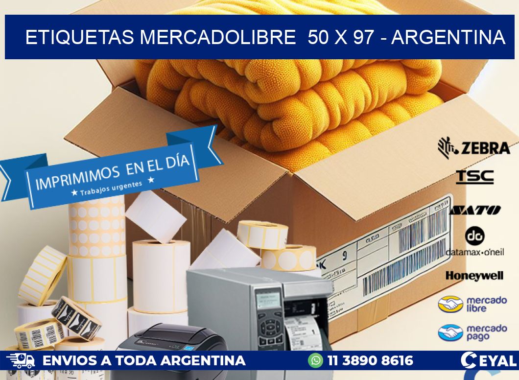 ETIQUETAS MERCADOLIBRE  50 x 97 - ARGENTINA