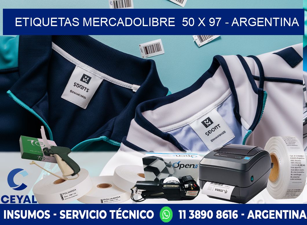 ETIQUETAS MERCADOLIBRE  50 x 97 - ARGENTINA