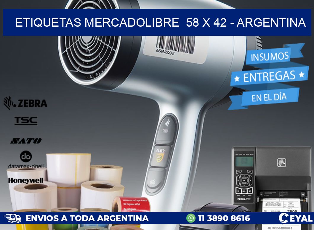 ETIQUETAS MERCADOLIBRE  58 x 42 - ARGENTINA