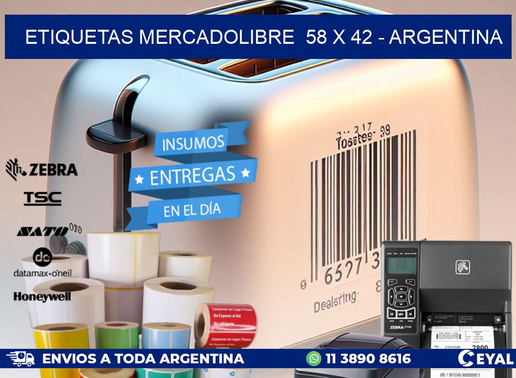 ETIQUETAS MERCADOLIBRE  58 x 42 - ARGENTINA