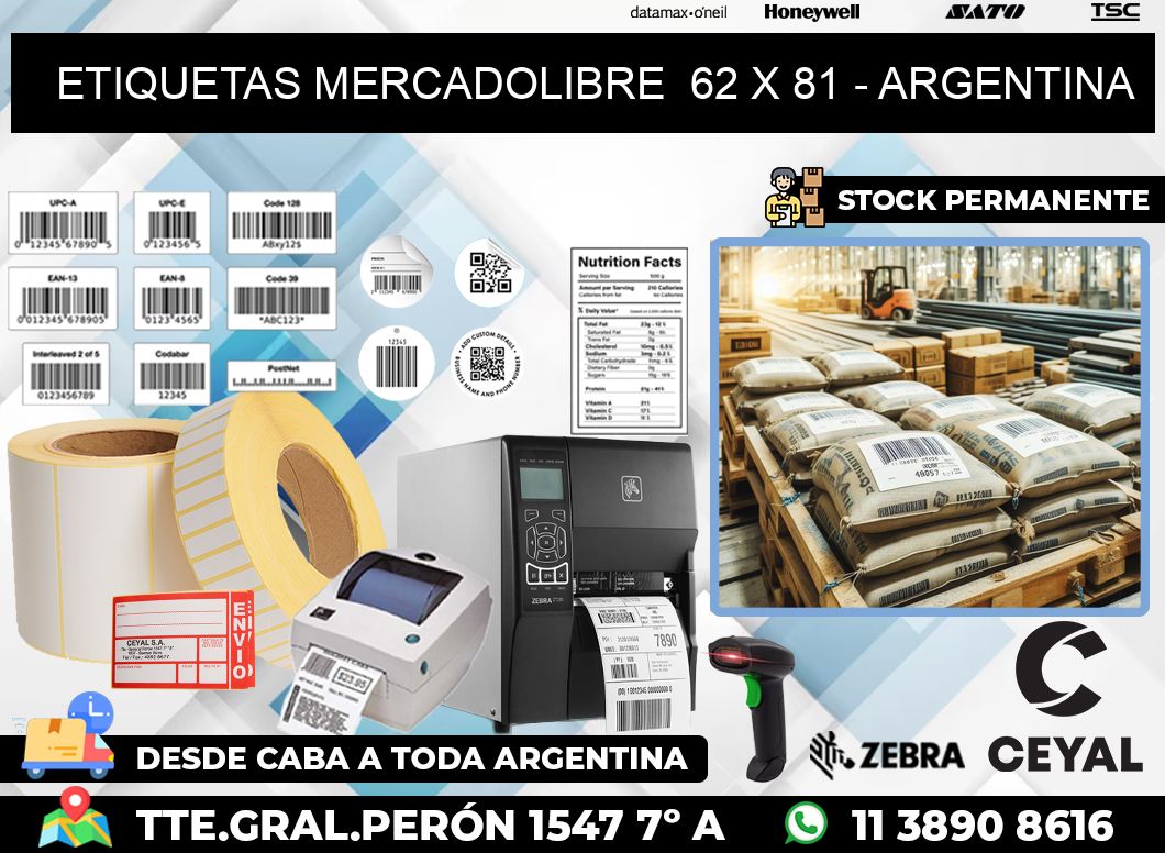 ETIQUETAS MERCADOLIBRE  62 x 81 – ARGENTINA