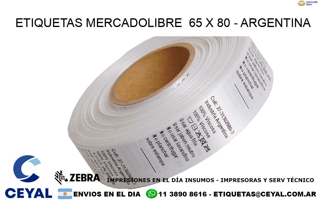 ETIQUETAS MERCADOLIBRE  65 x 80 - ARGENTINA