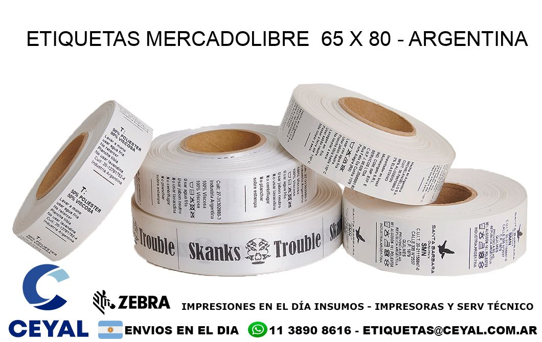 ETIQUETAS MERCADOLIBRE  65 x 80 - ARGENTINA