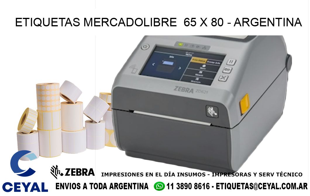 ETIQUETAS MERCADOLIBRE  65 x 80 - ARGENTINA