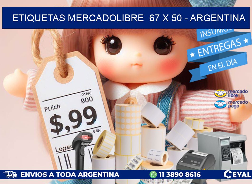 ETIQUETAS MERCADOLIBRE  67 x 50 - ARGENTINA