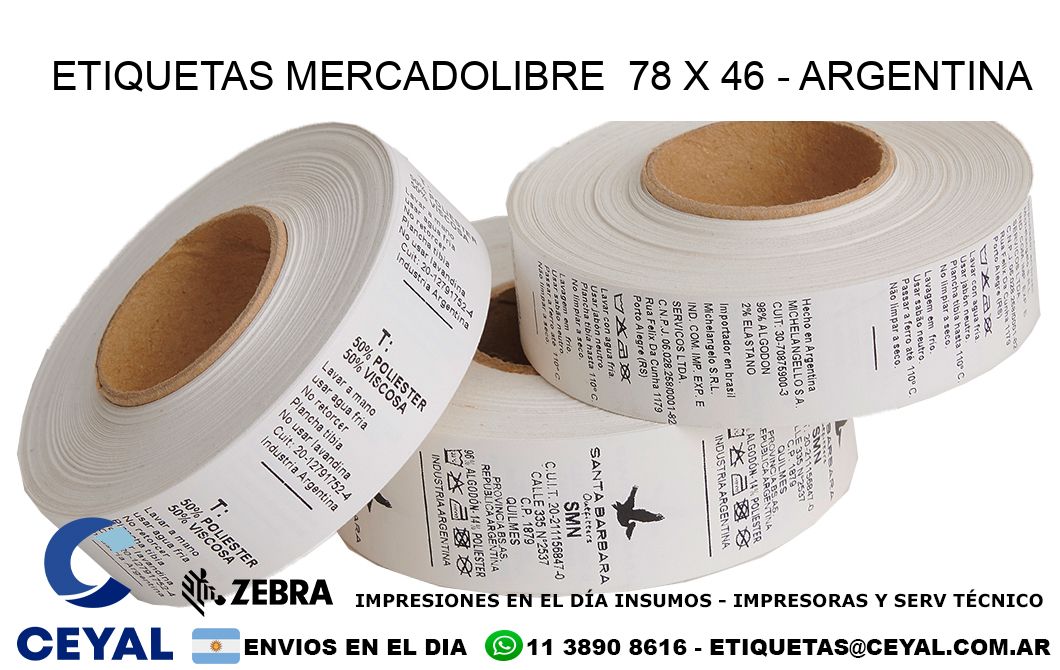 ETIQUETAS MERCADOLIBRE  78 x 46 - ARGENTINA