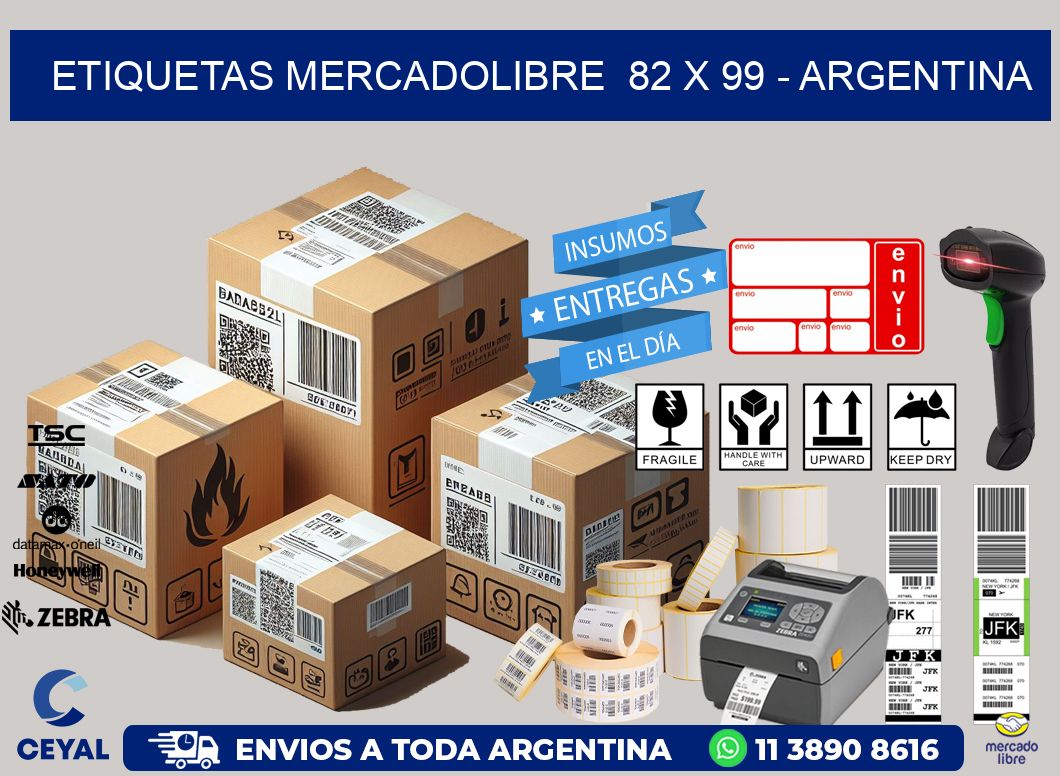 ETIQUETAS MERCADOLIBRE  82 x 99 - ARGENTINA