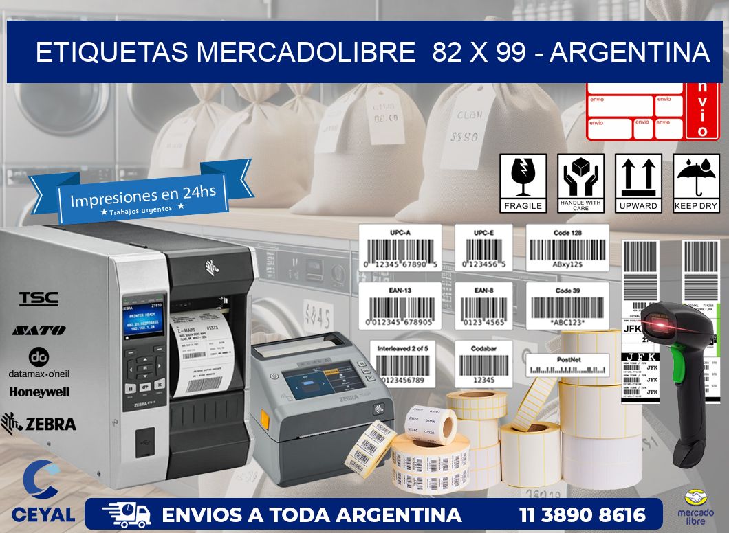 ETIQUETAS MERCADOLIBRE  82 x 99 - ARGENTINA