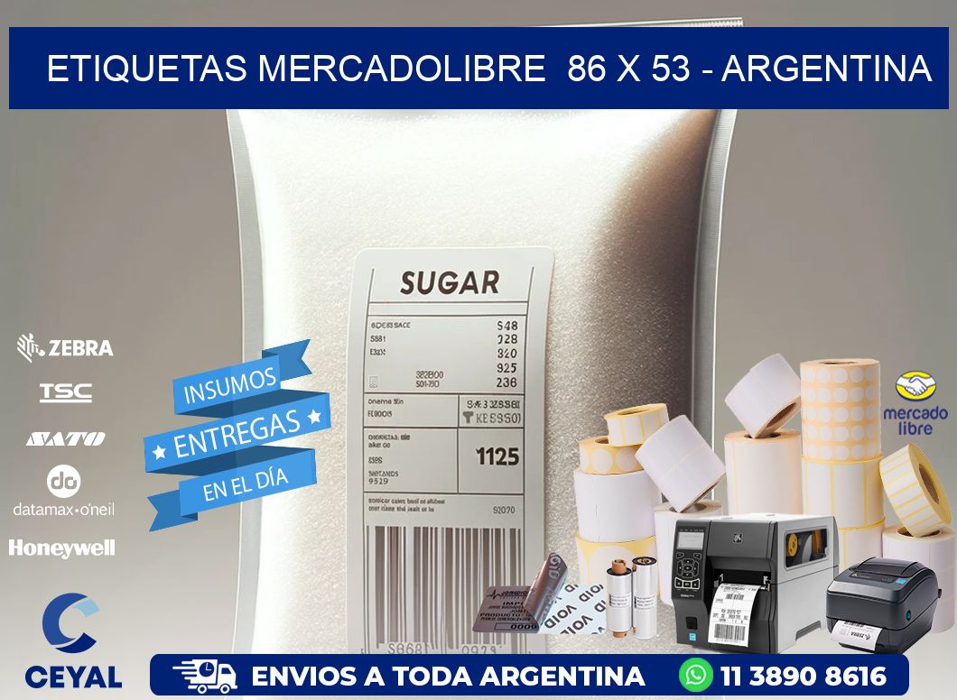 ETIQUETAS MERCADOLIBRE  86 x 53 - ARGENTINA