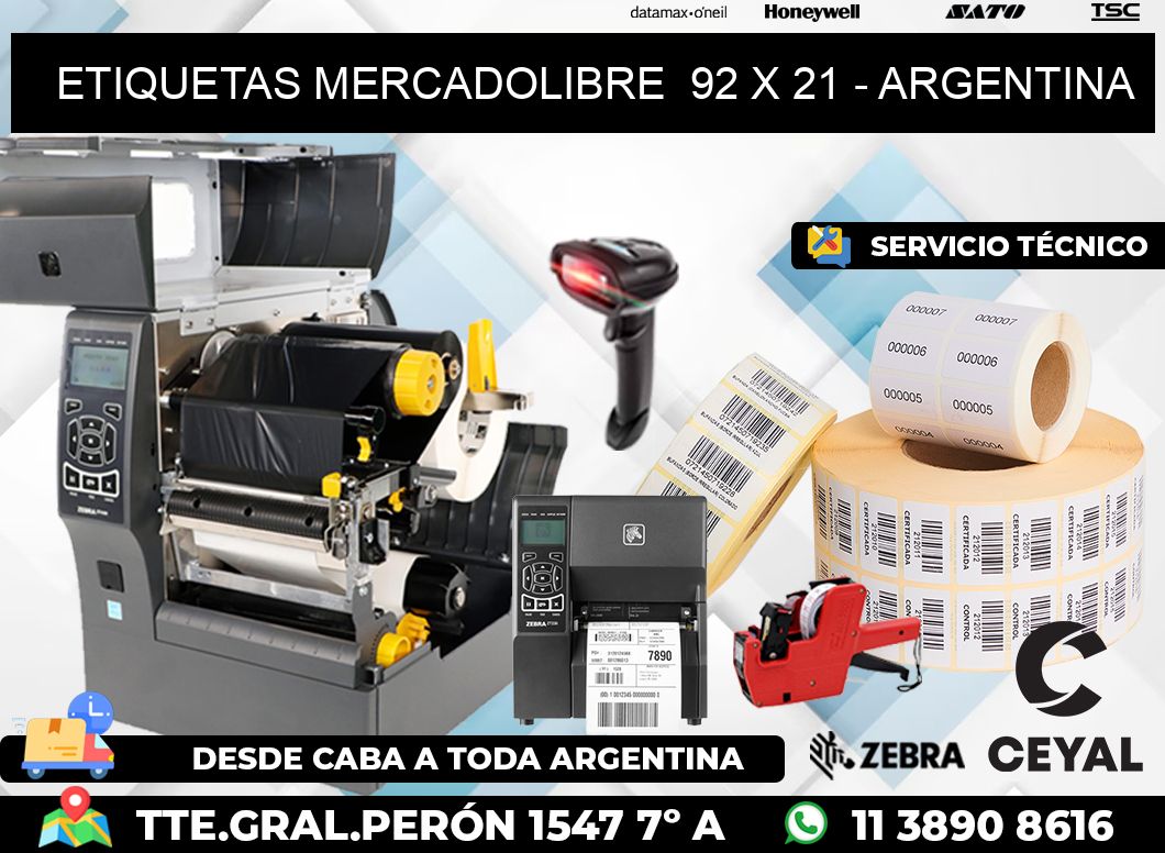 ETIQUETAS MERCADOLIBRE  92 x 21 - ARGENTINA