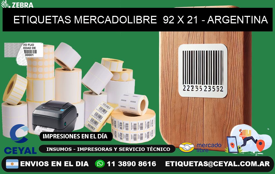 ETIQUETAS MERCADOLIBRE  92 x 21 - ARGENTINA