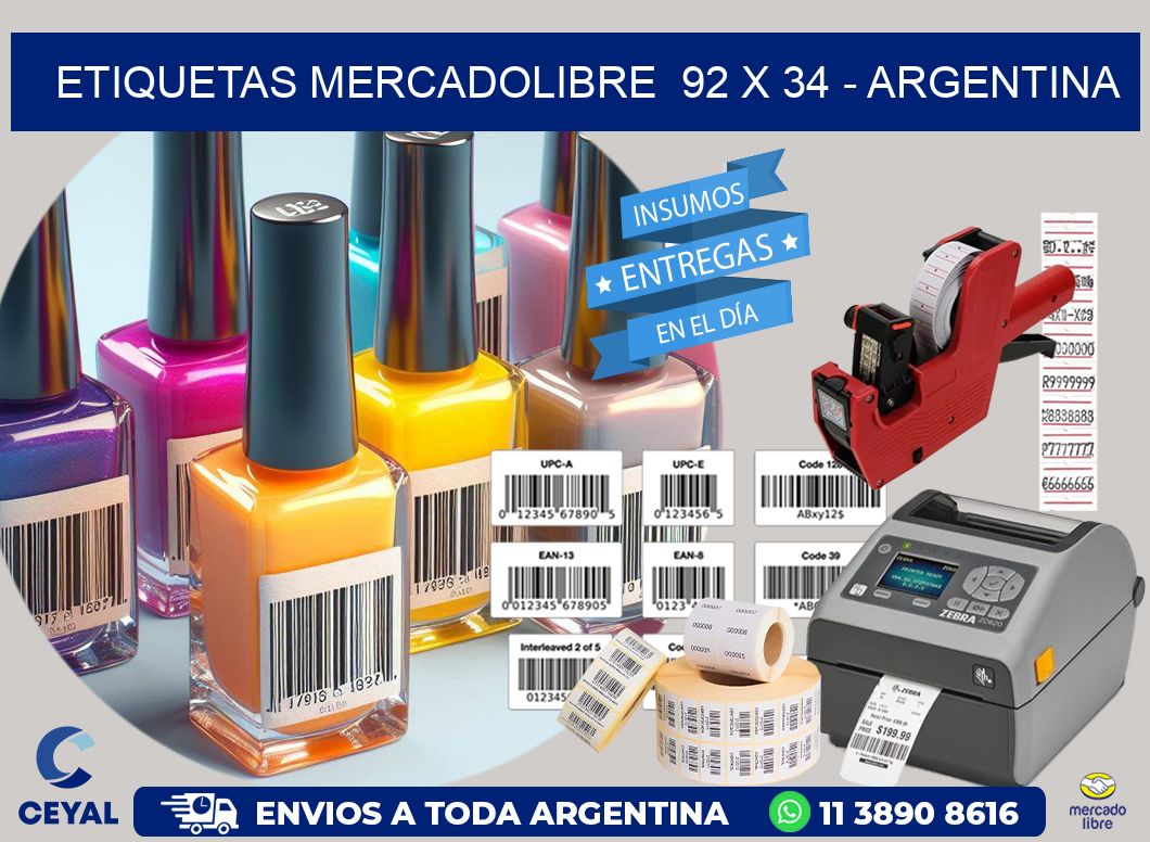 ETIQUETAS MERCADOLIBRE  92 x 34 - ARGENTINA