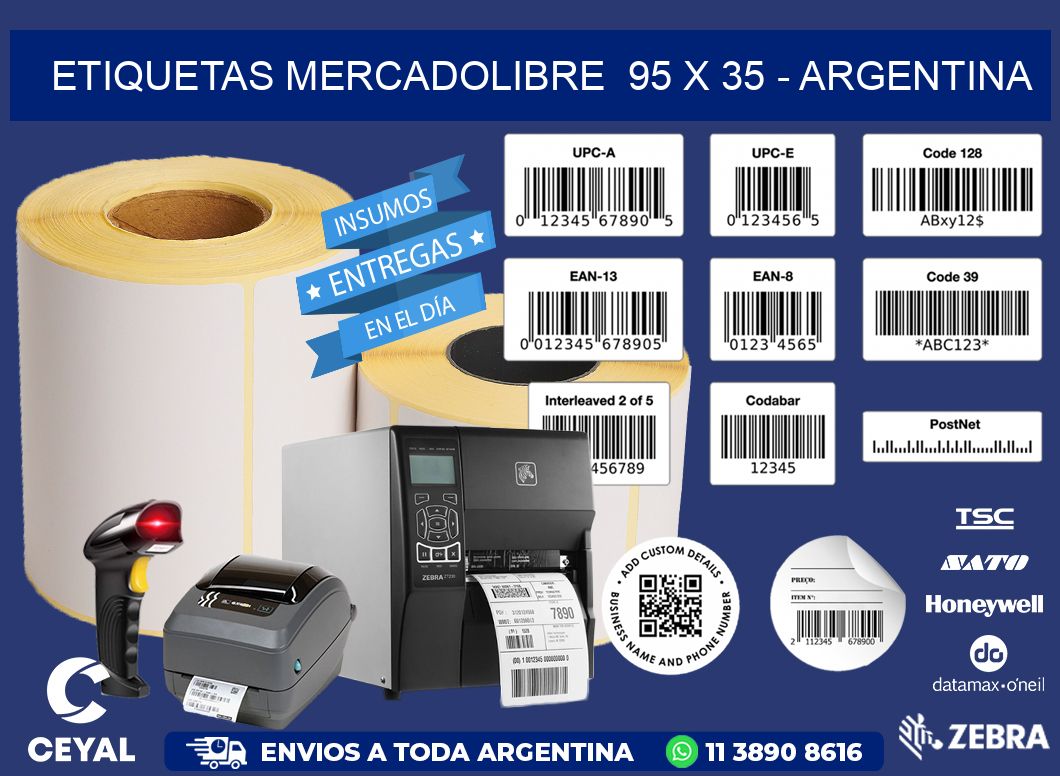 ETIQUETAS MERCADOLIBRE  95 x 35 - ARGENTINA