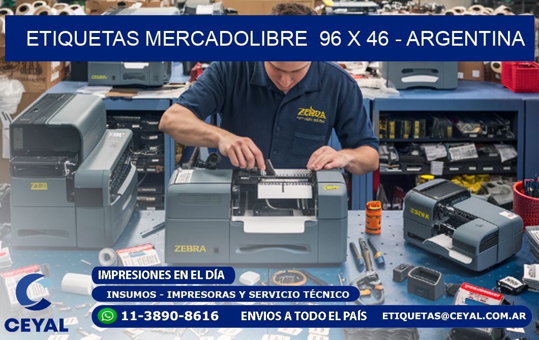 ETIQUETAS MERCADOLIBRE  96 x 46 - ARGENTINA