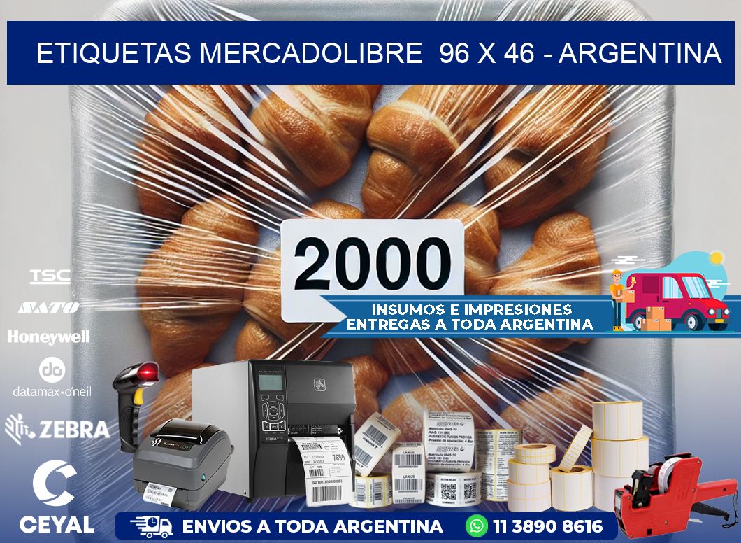 ETIQUETAS MERCADOLIBRE  96 x 46 - ARGENTINA